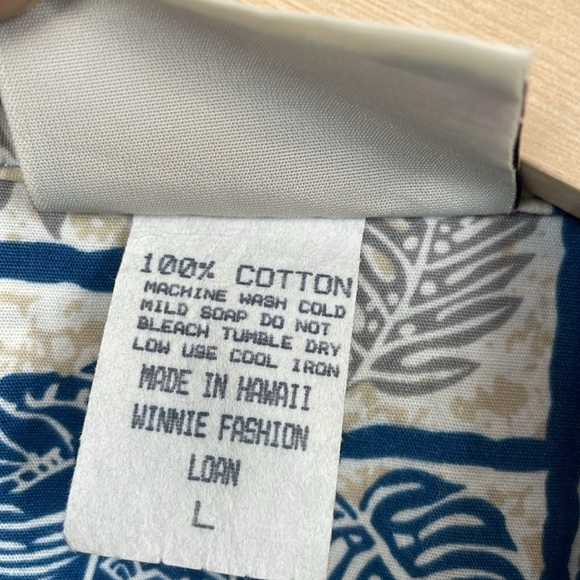 Winnie Fashion Vintage Hawaiian Short Sleeve Mens L Button Down Cotton Shirt - Picture 8 of 9